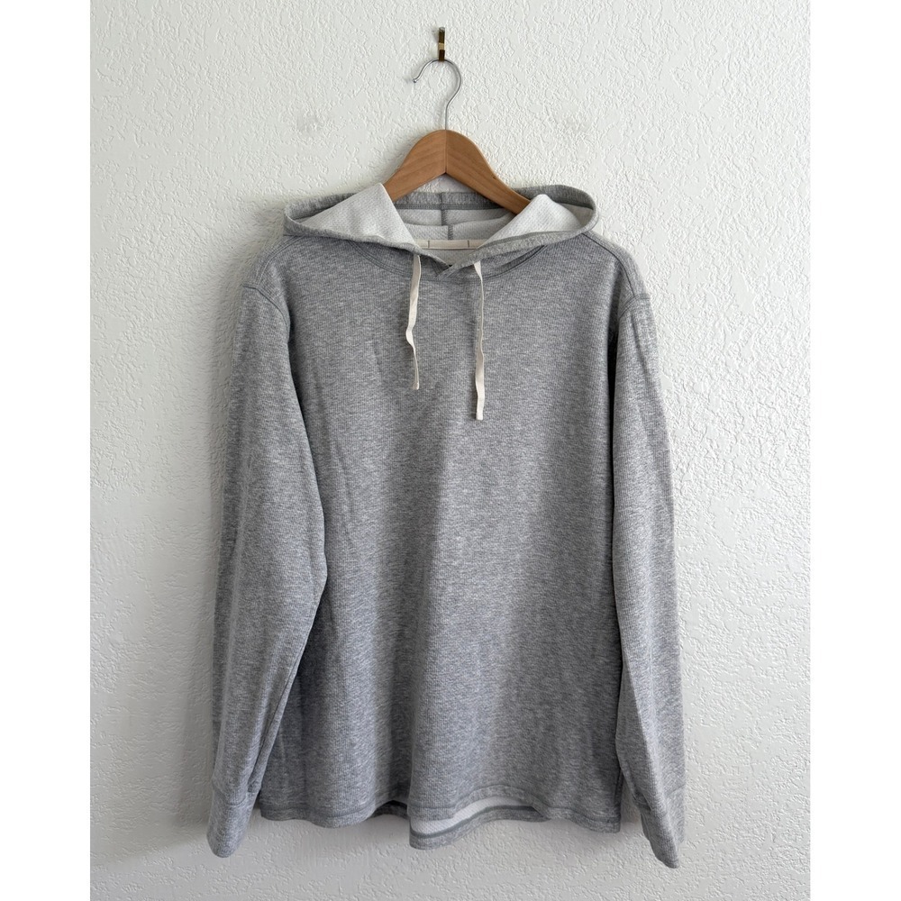 REI Co-op Waffle Texture Thermal Long Sleeve Hoodie Grey Activewear Mens Large